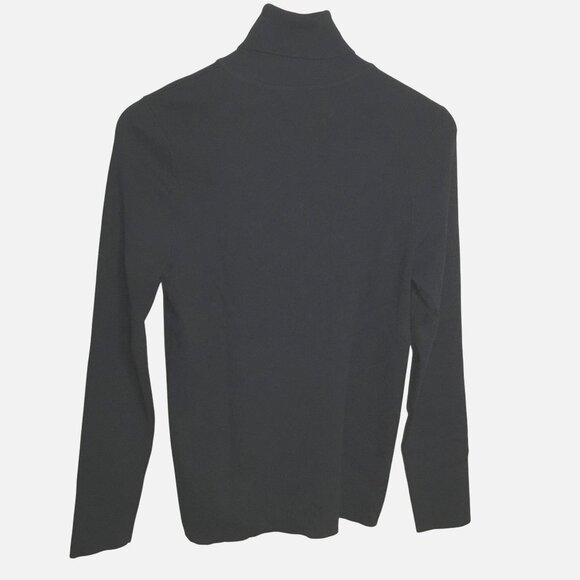 CHICO’S Black Turtleneck Top 1 M Quiet Luxury Minimalist Capsule Essential Layer - Picture 1 of 5